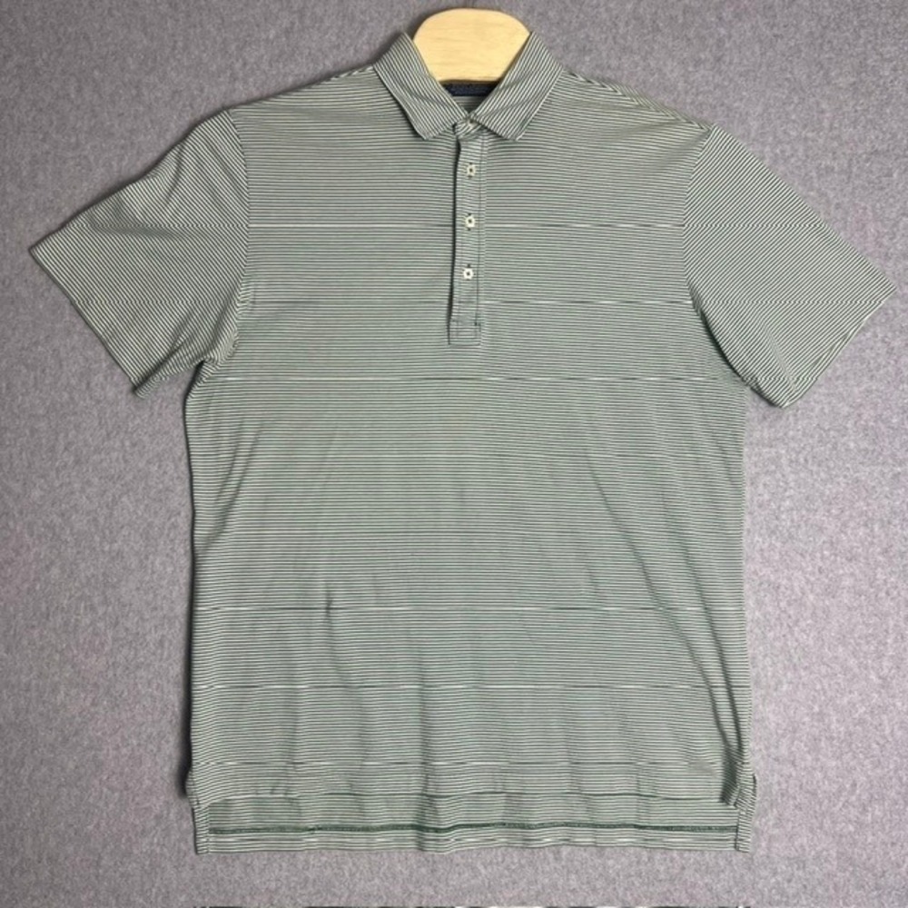 Polo Golf‎ Ralph Lauren Men's Large Vintage Lisle Green Striped Golf Polo Shirt